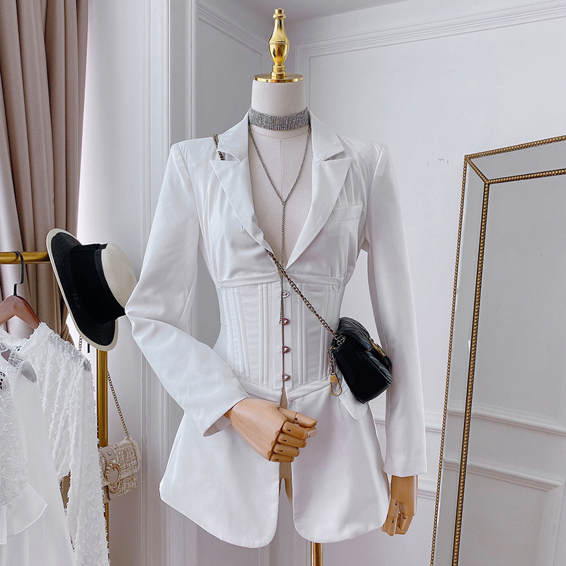 2025 European and American Fashion Early Spring New Office Women's Waist Shaping Elegant Elegant Slim Pure Color Suit