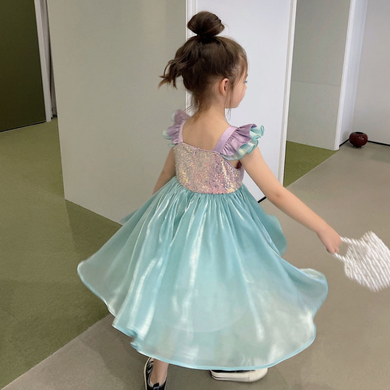 Picture of Girls 2025 Summer New Mermaid Vest Dress Kidsren's Fashionable Short-Sleeved Princess Dress Performance Clothing Trendy