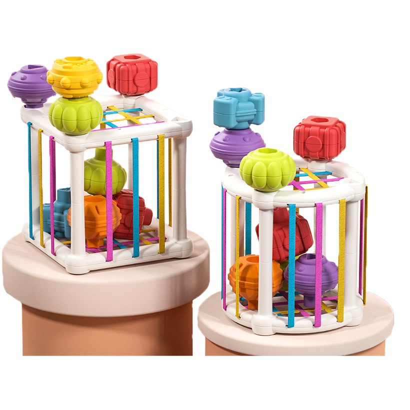 Picture of [postage] baby early education educational toys 0-3 years old baby hexahedron rainbow plug fine action