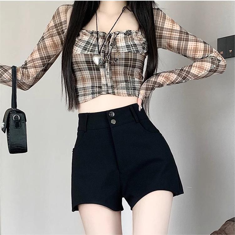 Black Suit Shorts for Women Spring 2024 New Pure Lust Style High Waist Slim Outer Wear Casual A-Line Hot Pants