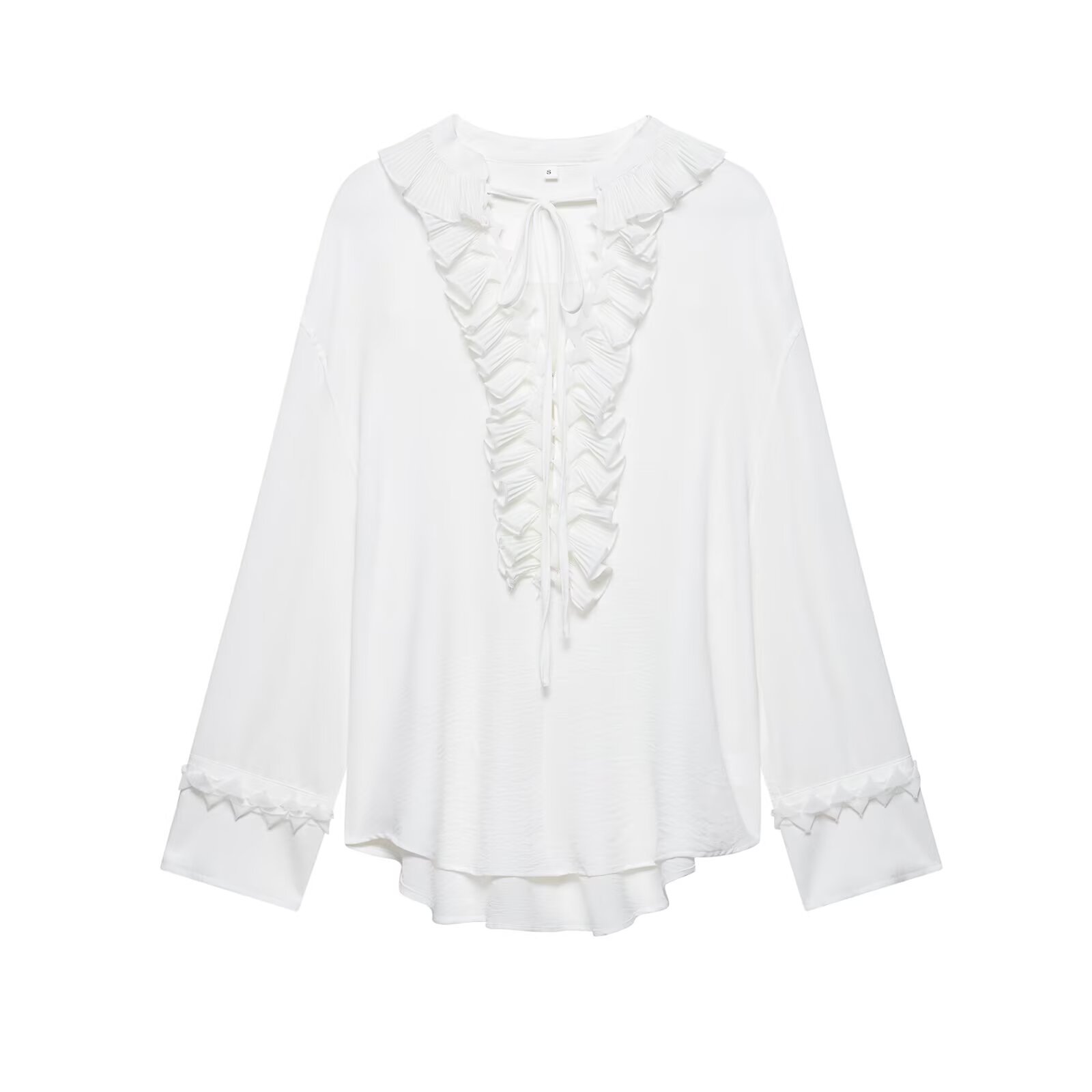 Picture of Deeabae New Summer Women's French Ruffled Loose V-Neck Shirt Women's Skirt Shirt 1284891