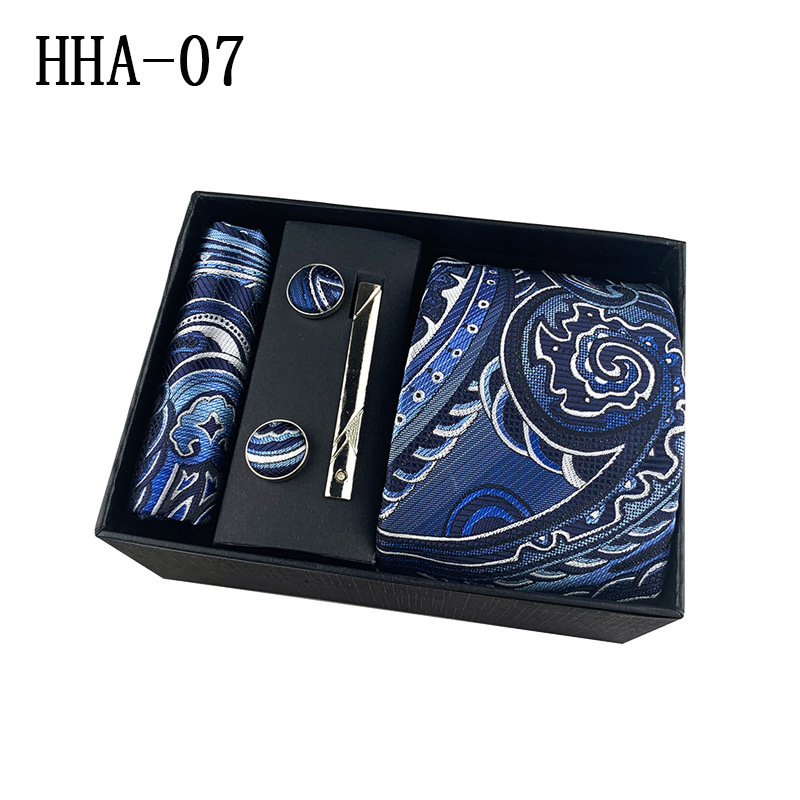 Picture of Factory Wholesale Men's Tie Business Dress Wedding Photo Suit Accessories Tie Cufflinks Square Tie Gift Box