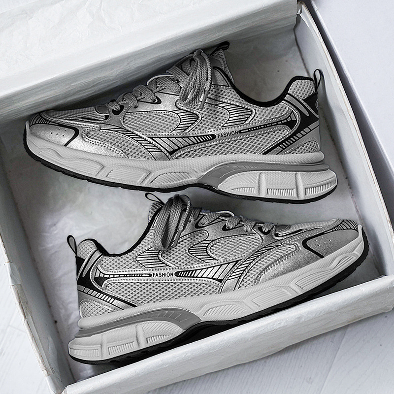 Men's Shoes Autumn New silver Torre Shoes Mesh Breathable Casual Shoes Increased Thick Sole Sports Running Shoes for Men Wholesale