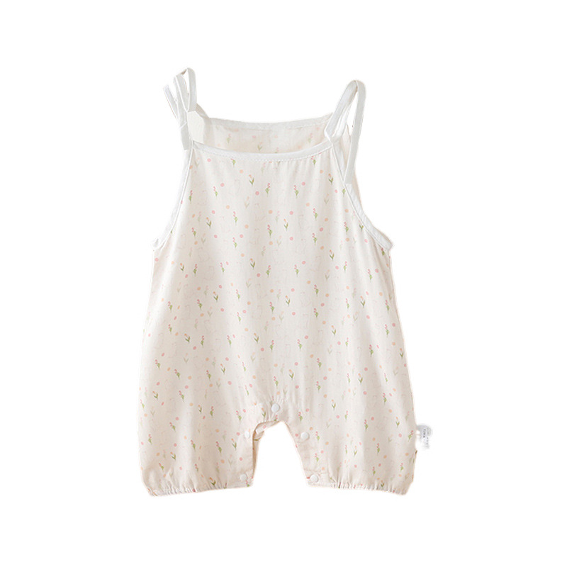 Picture of Baby Summer Clothes Newborn Baby Girl Super Cute All-in-one Suit Cute Princess Sling Pure Cotton Hatshirt Climbing Suit