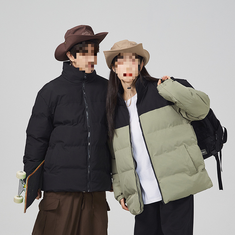Trendy Brand Cotton-padded jacket 2024 Winter New Cardigan Vertical Collar Warm Windproof Loose Bread Suit Couple Clothes All-match Cotton-padded Clothes