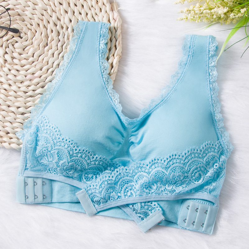 Picture of Cross-border front cross side buckle Sports sleep bra plus size lace running yoga shockproof push up European and American underwear for women