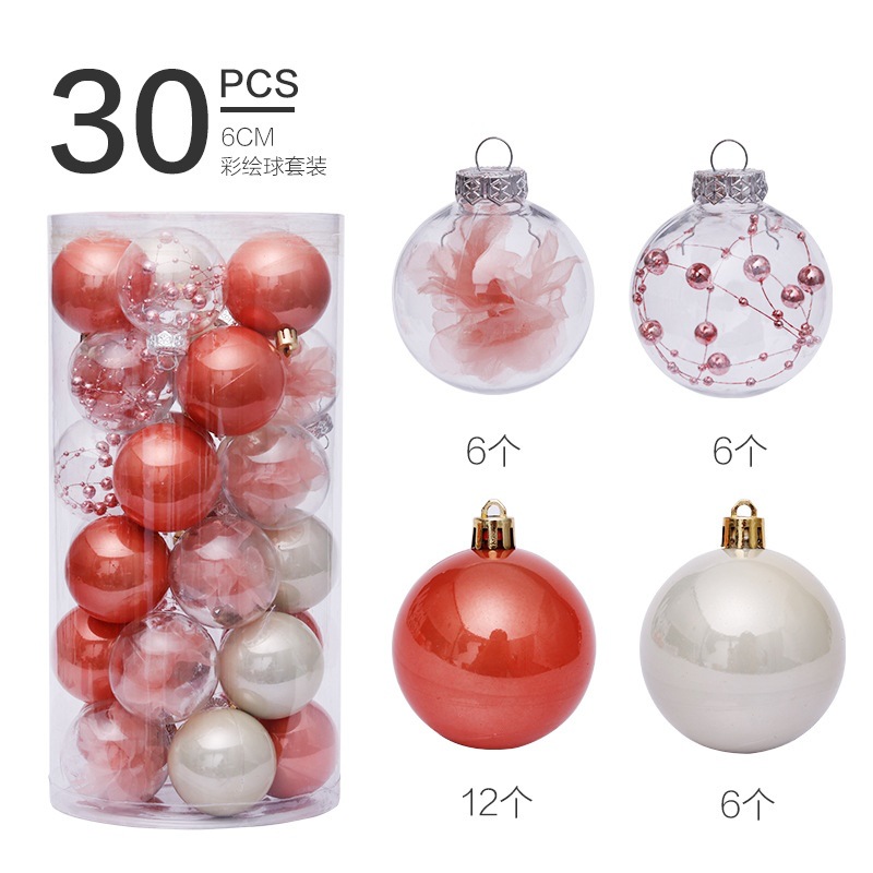 Picture of Cross Border in stock Christmas Decorations 6cm/30pcs Transparent Ball Christmas Ball suit Christmas Tree Pendant