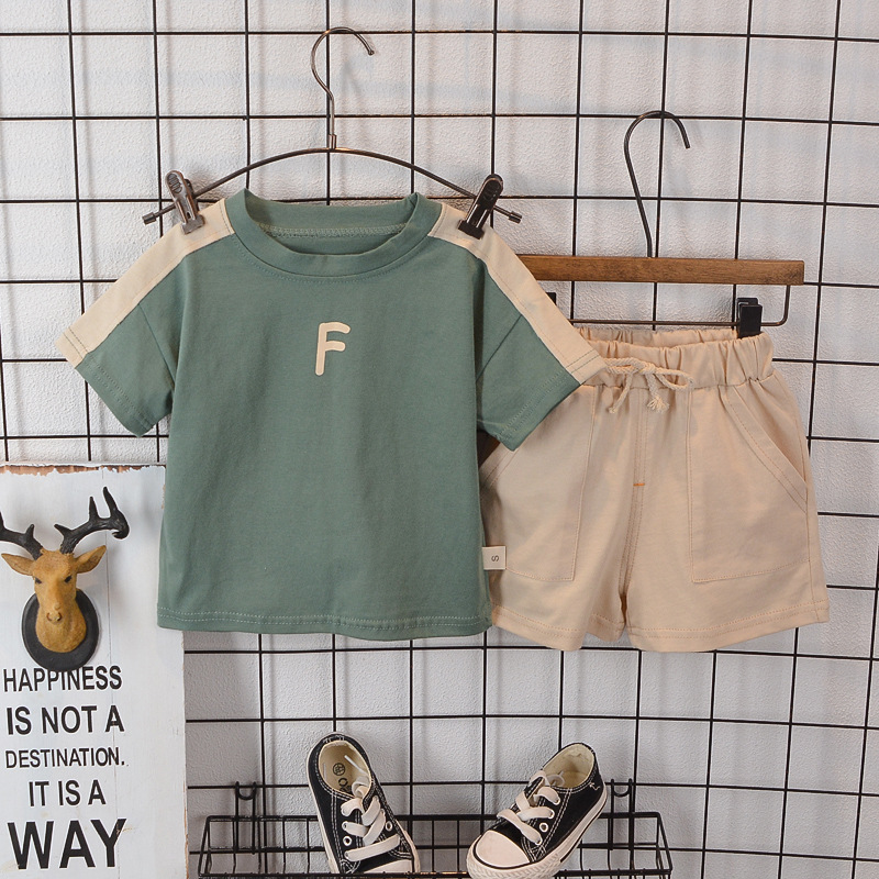 Picture of Boys' Summer Wear suit 2023 New Children's Korean-style Letter Short-sleeved Western-style Shorts Baby's Casual Children's Wear T-shirt