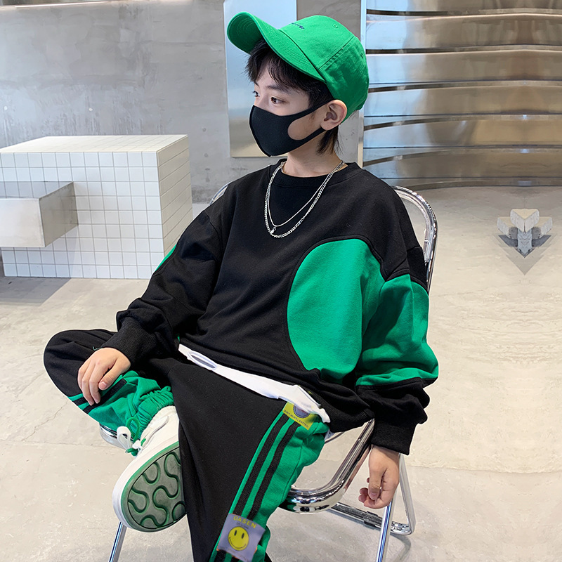 Children's Clothing Boys' Autum Sweatshirt Suit 2025 Spring and Autum New Trendy Cool Handsome Sportswear Big Boys Hit the Street