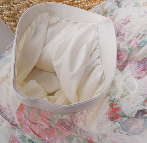 Picture of Fei Yuan High Waist Elaptic A- line Mesh Half Skirt Summer New Style Layered Floral Cake Skirt for Women