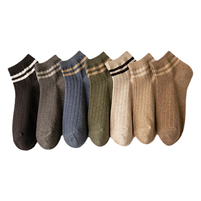 Socks men's early spring new 2 bars men's ankle socks all-match striped cotton trendy men's socks in stock simple short socks