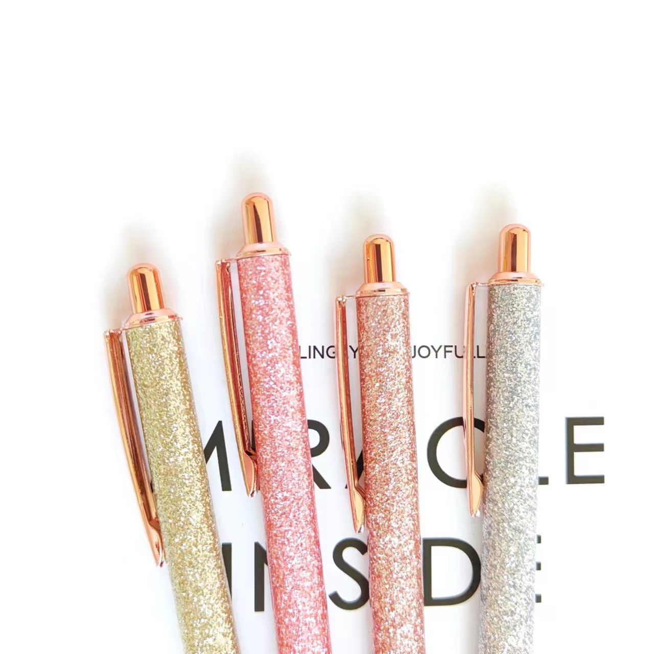 Picture of Press ball pen spot wholesale gold pink press pen creative rainbow PU foreskin gift advertising