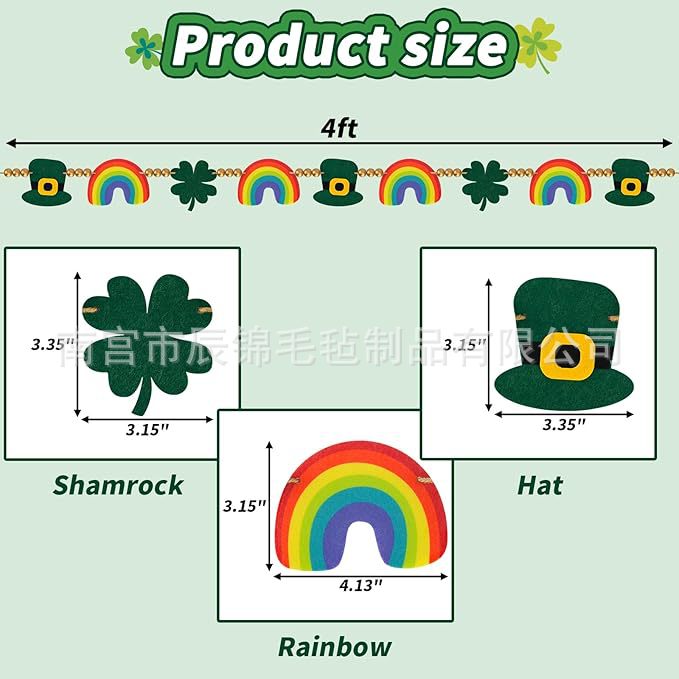 St. Patrick's Day Party Decorations Felt Banner Set Shamrock Holiday Banner Green Celebration