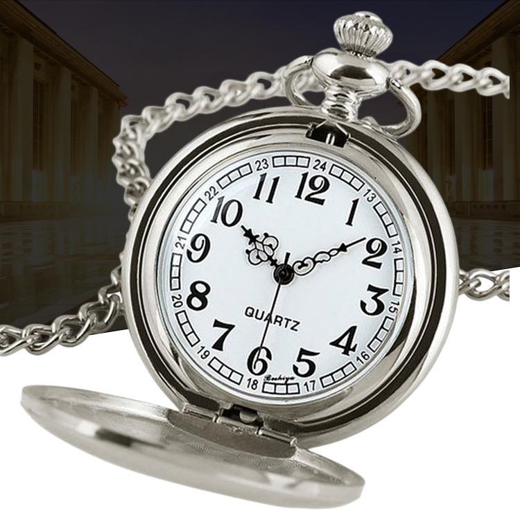 Spot fashion classic black two-sided light retro quartz pocket watch manufacturers sell large pocket watch gift watch wholesale
