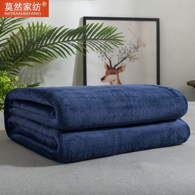 Picture of Solid Color Flannel Blanket Summer Air Conditioning Blanket Office Nap Blanket Single Layer Double-sided Fleece Four Seasons Thin Blanket