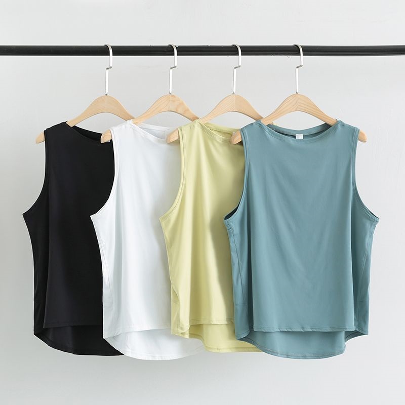 Summer Thin Yoga Clothes Women's Loose Fitness Vest Sleeveless Blouse Outer Wear Sports Top Milk Silk