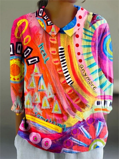 Picture of E Round Neck Pullover Summer Casual Cross-Border Women's Clothing New Amazon Printed Loose Women's Clothing Long-Sleeved Hot Sale