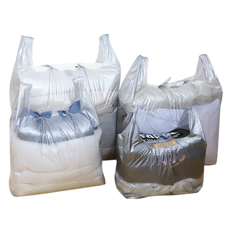 Large plastic bag vest bag thickened clothing packaging bag portable moving storage convenient bag silver gray large bag