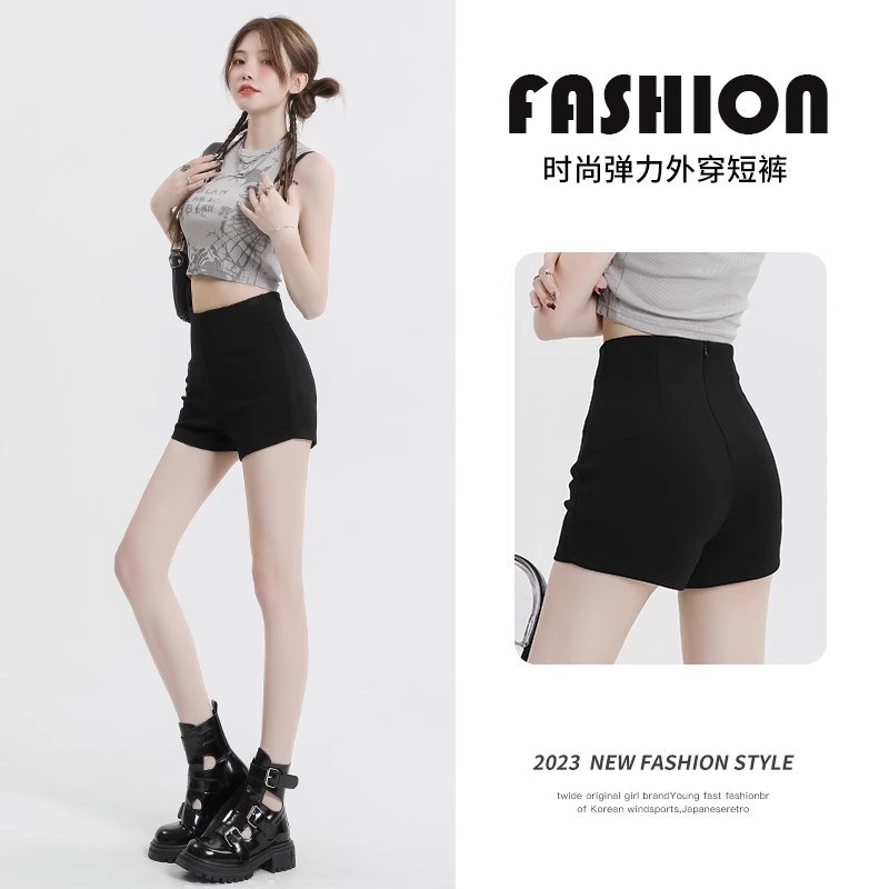 Undercoat Missing Spice Girl Bottoming Shorts Women's Summer Small Black Outer Wear High Waist Tight Stretch Anti-Light Hot Pants