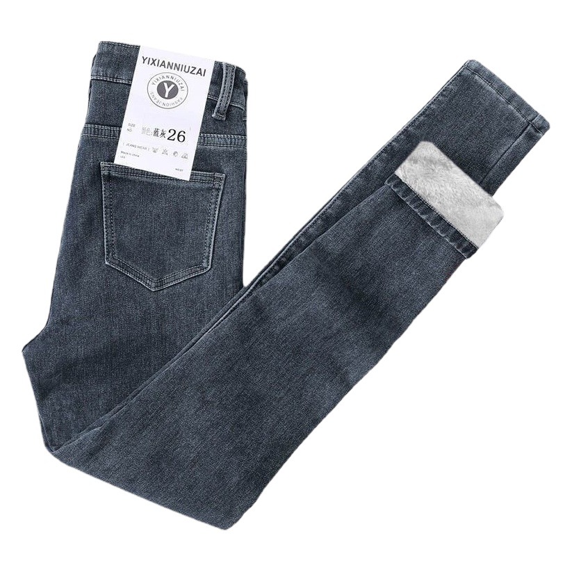 Picture of High waist skinny jeans for women autumn and winter fleece-lined new slim Korean style stretch tight slimming thick pencil pants