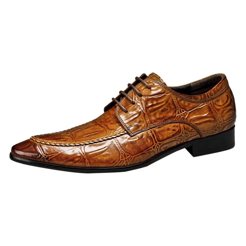 [Big Sale] New Large Size Men's Embossed Leather Pattern Business Formal Leather Shoes Pointed Toe Cowhide Brogue Men's Shoes