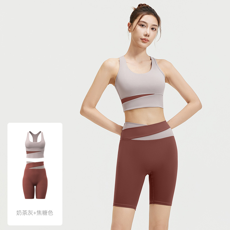Picture of Juyitang Running Sports Fitness High Waist Peach Hip Tight No Embarrassment Line Summer Short Women's Yoga Suit