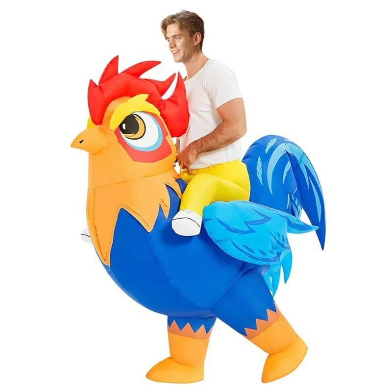 Picture of Halloween Costume Big Red Rooster Inflatable Suit Family Inflatable Costume Blue Rooster Inflatable Suit Performance Doll Suit