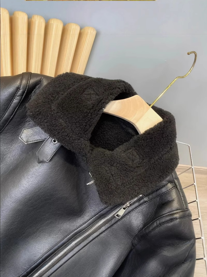 Picture of Cross-Border Aliexpress Popular Women's Clothing Zr Spot Black Warm Fur One-Piece Double-Sided Pu Imitation Leather Jacket for Women