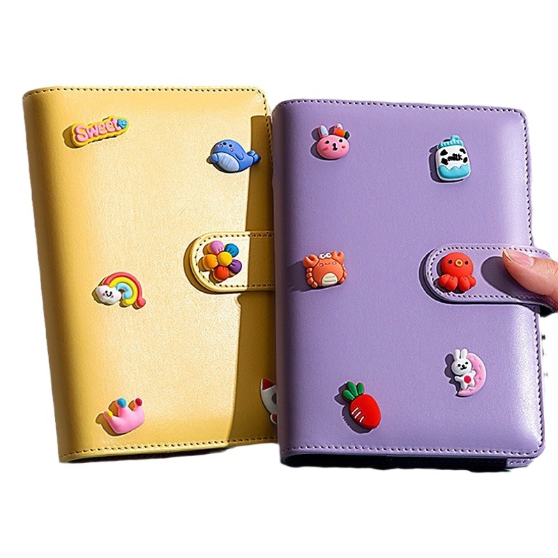 Cross-border Budget Cash Binder Zipper Bag Envelope Hand Ledger A6 Macaron PU Leather Loose-leaf Notebook