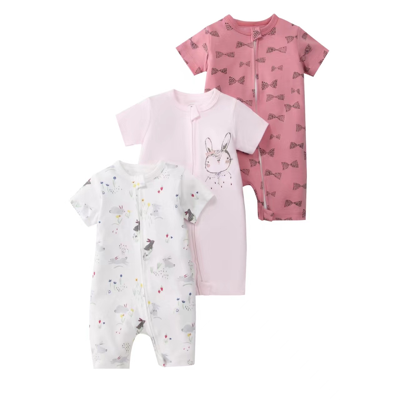 Picture of Foreign trade children's clothing summer baby jumpsuit short sleeve double zipper climbing clothing newborn baby gift box for cross-border