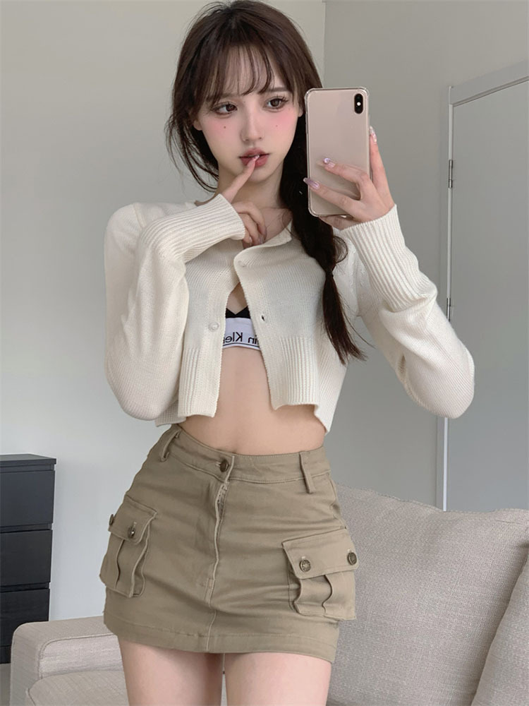 2024 summer skirt ins trendy new workwear skirt women's khaki hot girl high waist slimming sheath skirt