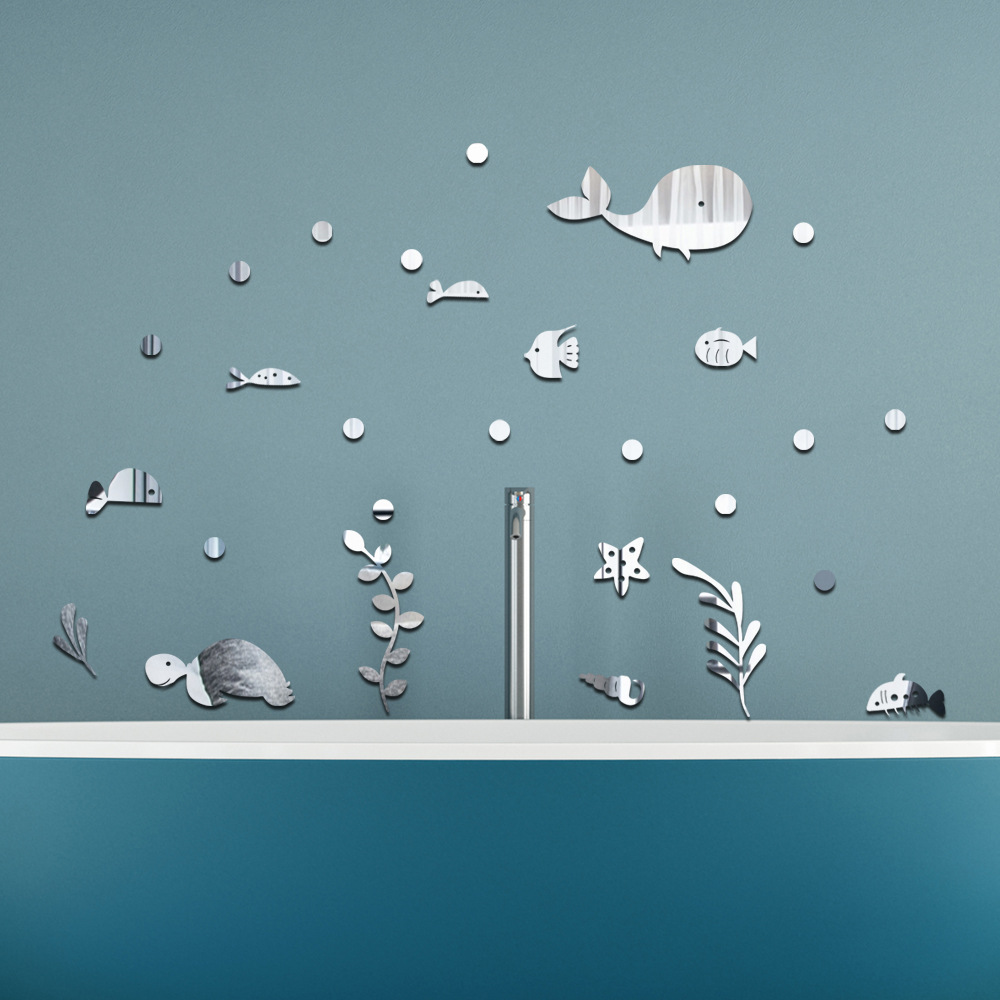 JM593 Ocean World cartoon acrylic wall children's room living room layout self-adhesive mirror wall stickers decorations