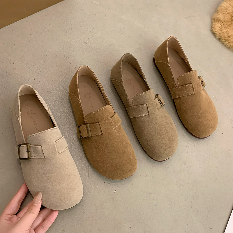 Birkenth Shoes Women's Soft Bottom Flat Single-layer Shoes Women's Shoes 2024 New Spring and Autumn Slip-on Lazy Granny Birkenth Shoes