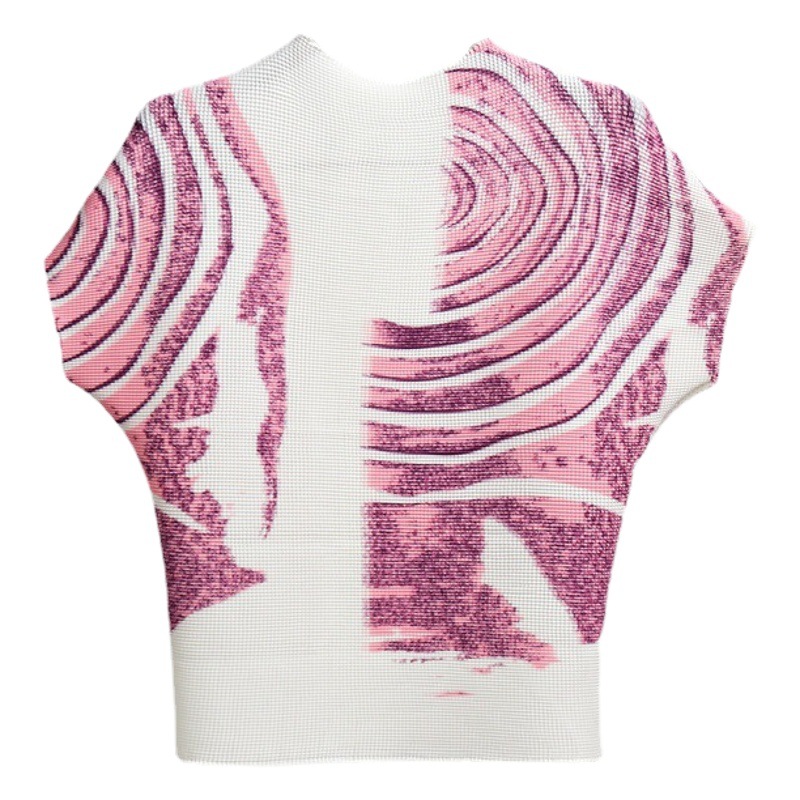 Short-Sleeved T-Shirt for Women in Summer, Loose Slimming Look Pleated Top Design, Niche New Style, High-End Western Style Shirt for Women