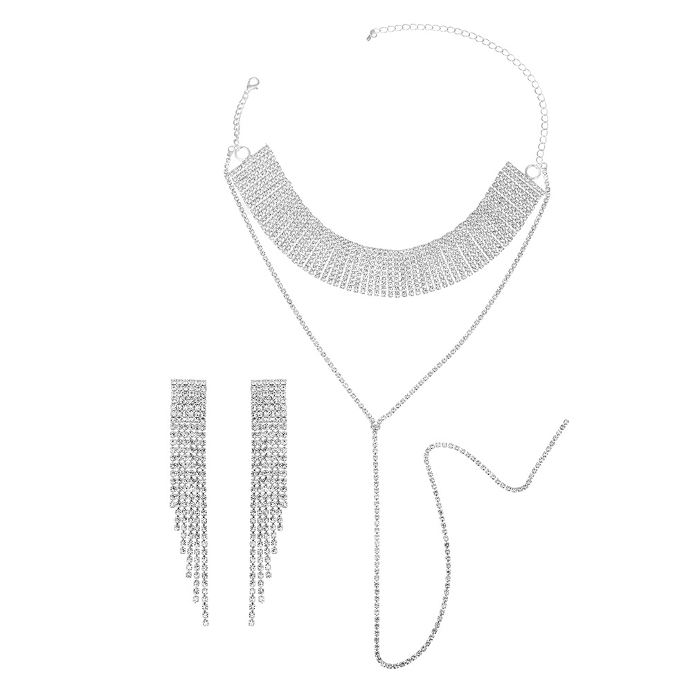 Picture of Europe and the United States luxury personality exaggerated jewelry bundle neck multi-layer necklace earrings bracelet ring suit full diamond jewelry wholesale