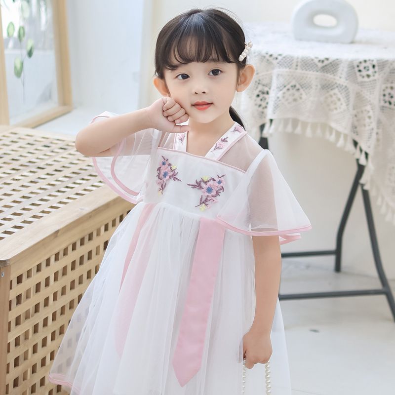 Picture of Girls Han Dynasty Dress Children's Ancient Style Flying Sleeve Mesh Skirt Baby Princess Dress Summer Dress Fashionable 2024 Summer