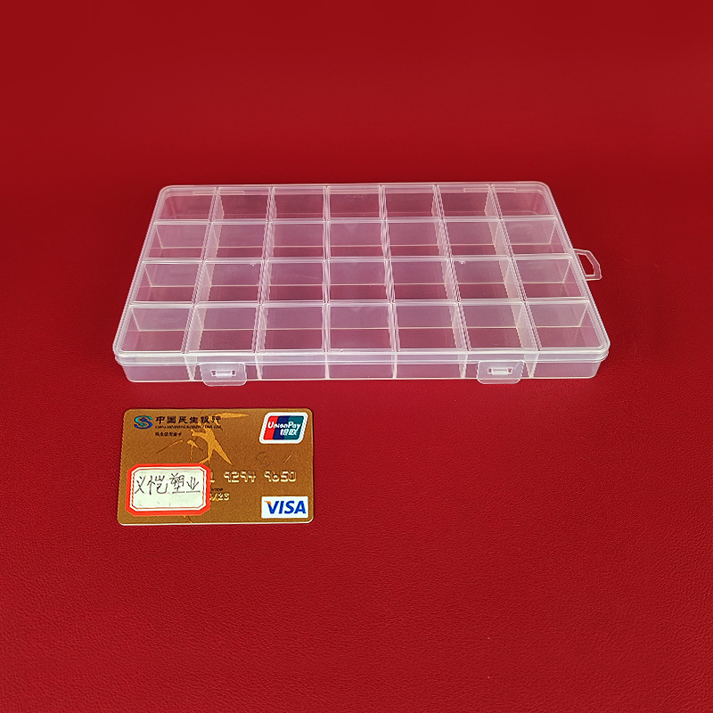 Fixed 28-Grids Transparent Jewelry Parts Compartment Box Rice Beads and Beans DIY Handmade Storage Box Pp Plastic Storage Box