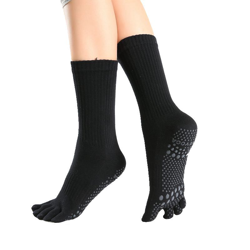 Picture of Yoga Socks for Women, Professional Non-Slip Socks, Mid-Calf Cotton Long Sports Socks, Calf Socks, Floor Five-Finger Yoga Socks