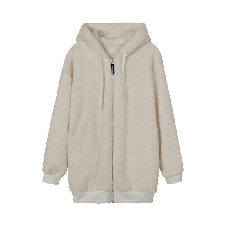 Picture of 9732# Amazon Wish Independent Station Best Selling New Fall/Winter Loose Plush Zipper Hooded Jacket Wei Yi