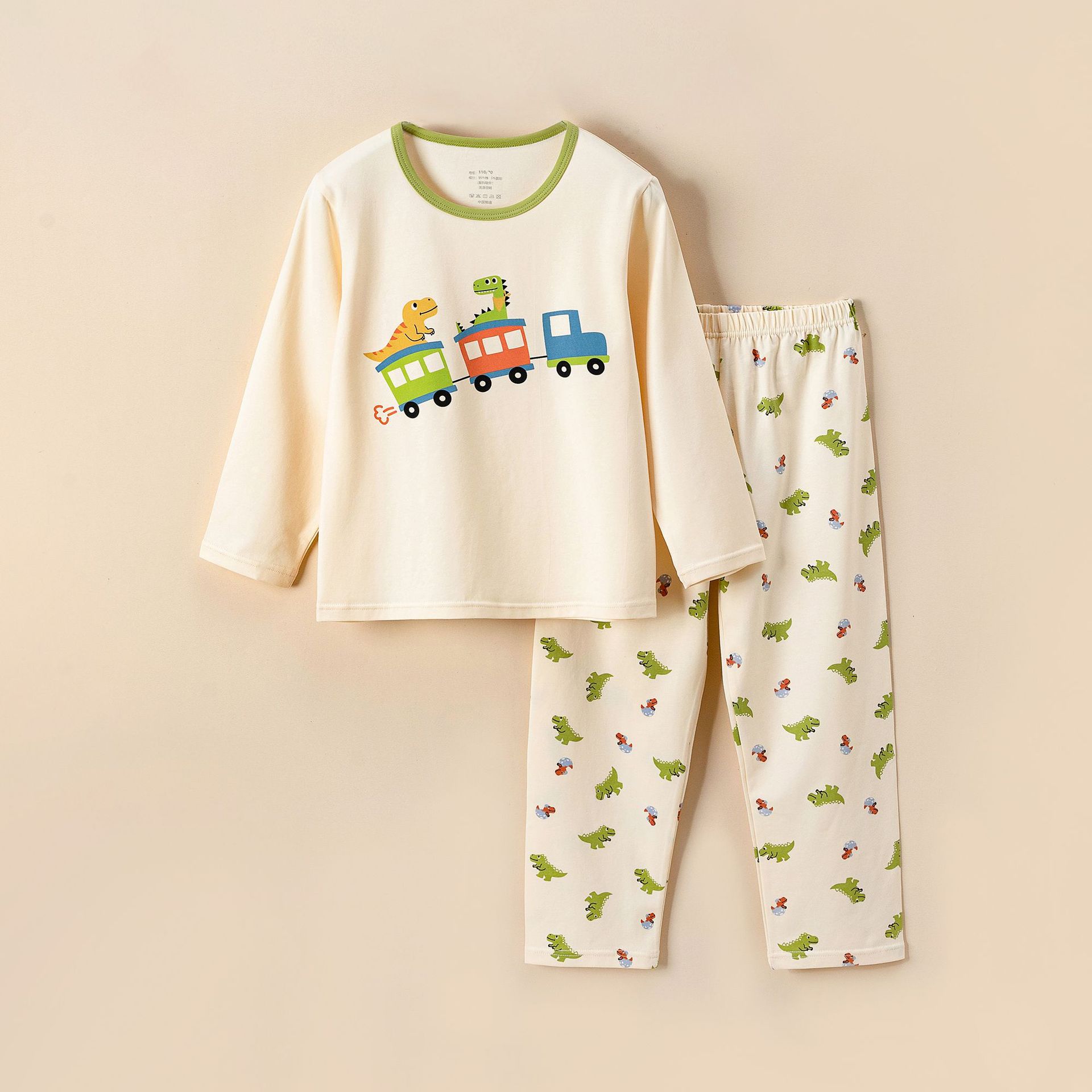 Picture of Children's Home Clothes Korean Style Pure Cotton Baby Set Class a Cotton Long-Sleeved Thin Kidsren's Clothing Boys and Girls Summer and Autumn Pajamas