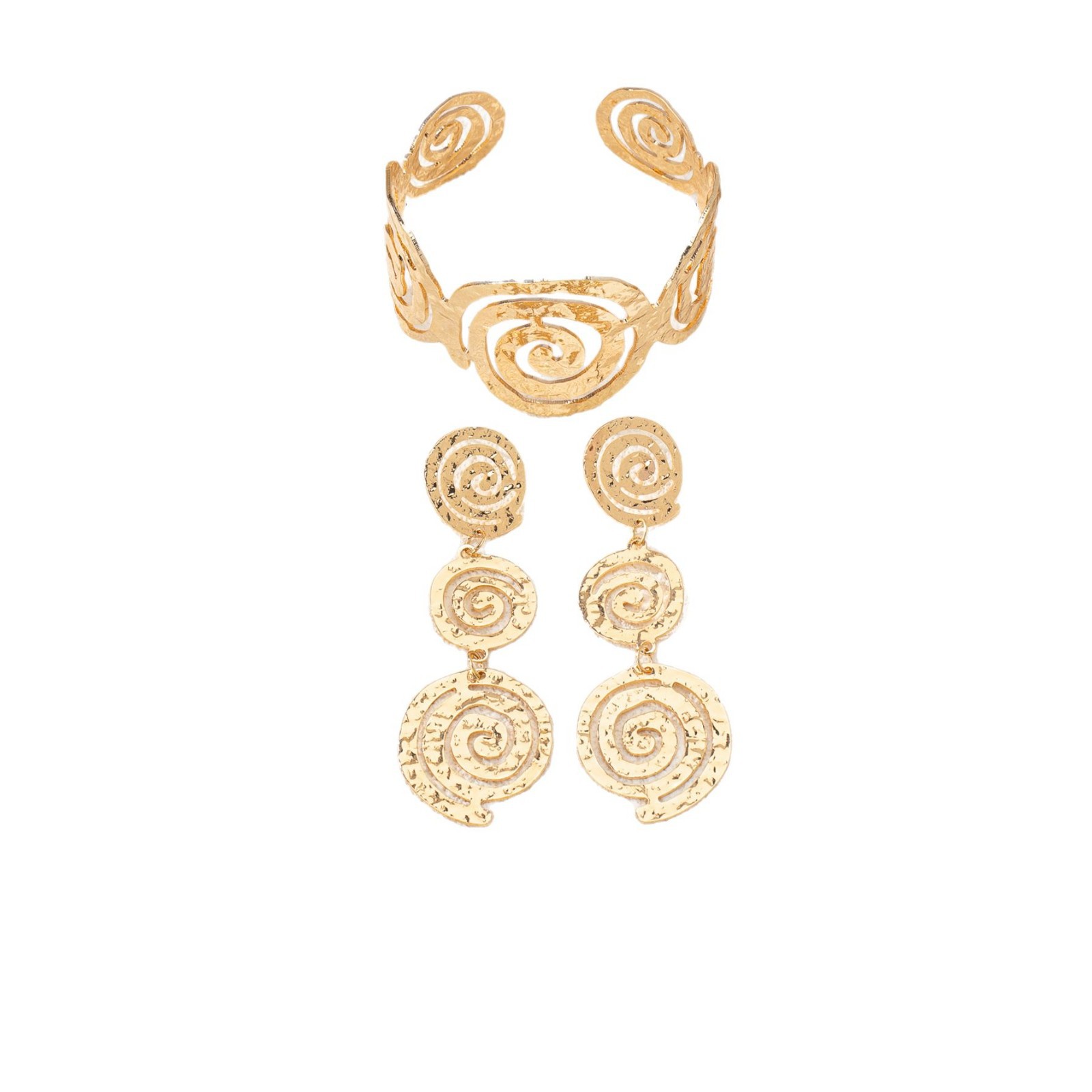 Picture of Cross Border Hot Personality Fashion Trend Spiral Earrings Ring Bracelet suit Suitable for Women Street Party Wear