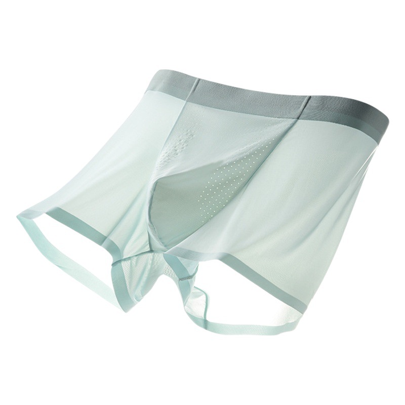 Ice silk underwear men's summer seamless cool feeling thin breathable mulberry silk antibacterial boys sports boxers wholesale