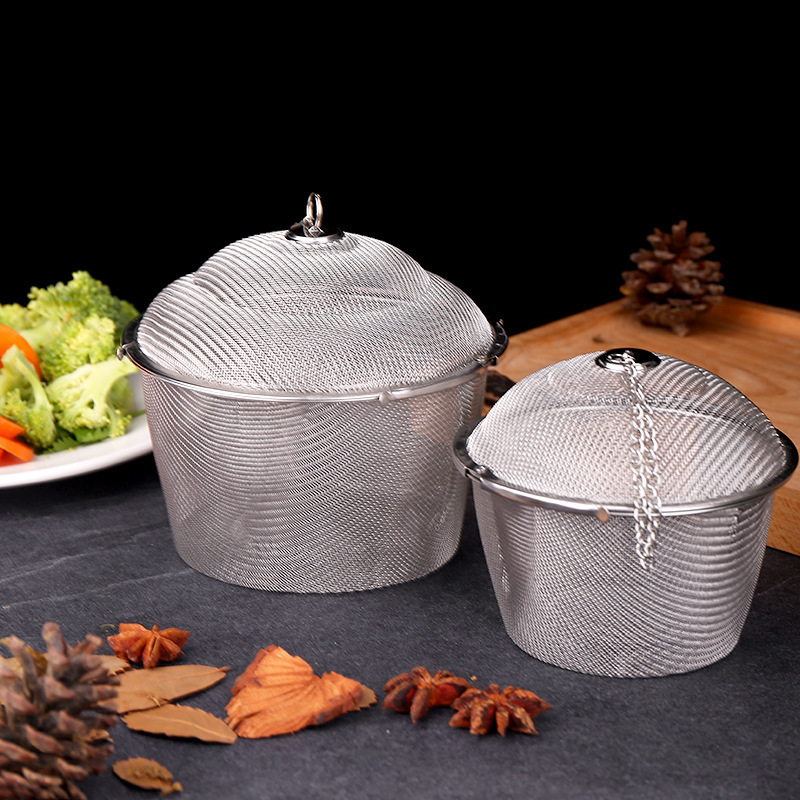 Picture of Mingwei 304 stainless steel net tea leakage seasoning hot pot soup bag stewed meat seasoning marinade box spice box Weibao