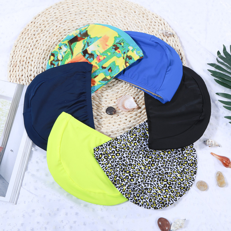 Cross-Border Adult Swimming Cap for Women with Long Hair Waterproof Seaside Swimming Non-Stretching Swimming Cap Color Printed Unisex Swimming Cap