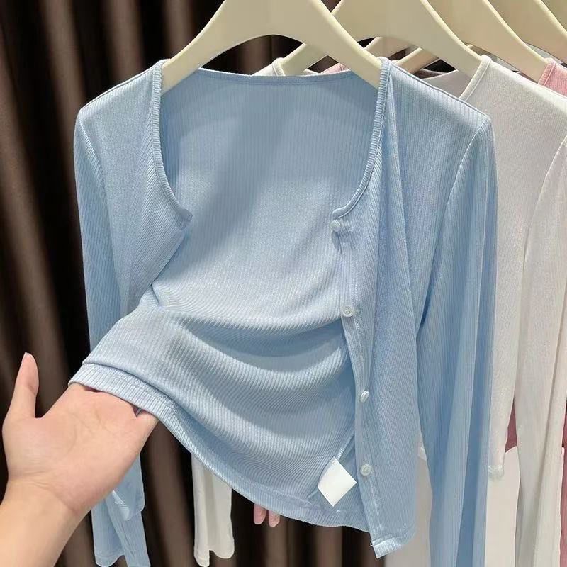 Picture of Thin Cardigan Women's Summer New Arrival Slip Skirt Sunscreen Ice Silk Shawl Blouse Modal Knitted Small Coat