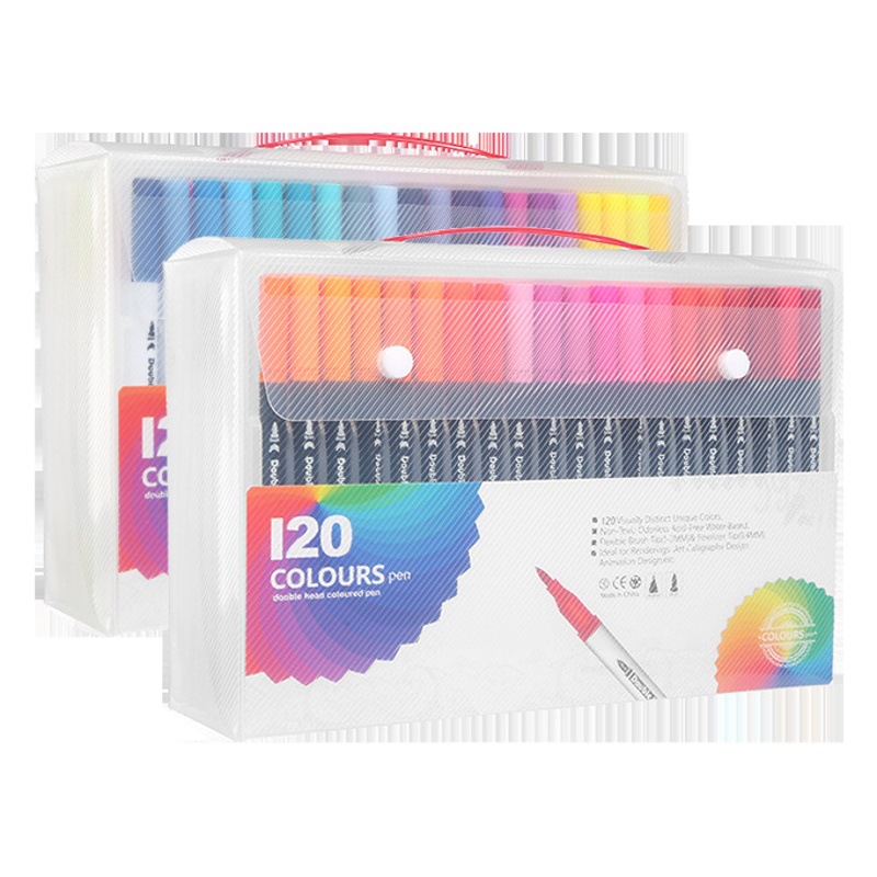 Water-Based Double-Head Washable Colorful Hook Pen Soft-Head Watercolorful Pen 24 Colorfuls 80 Colorfuls Kidsren's Brush Painting Set