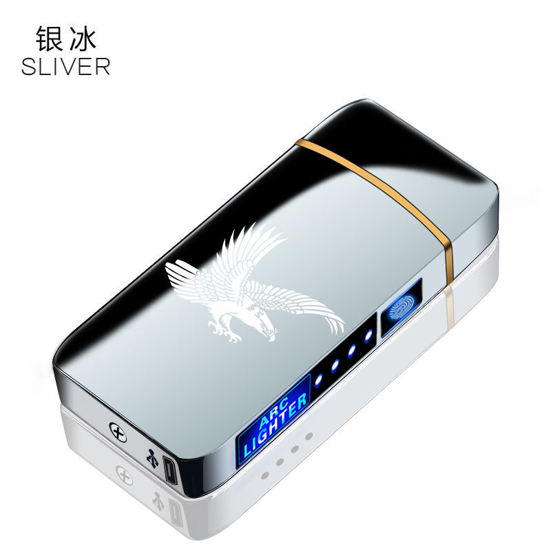 Picture of Fingerprint Induction Unlocking Arc Lighter Charging Cool Creative Windproof Boys Birthday Gift Male Electronic Lettering
