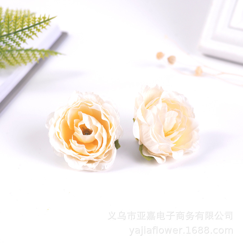 Picture of Artificial Flower Head diy Handmade Accessories Headgear Flower Court Color Flower Morandi Color Tea Rose Fragrant Princess Peony