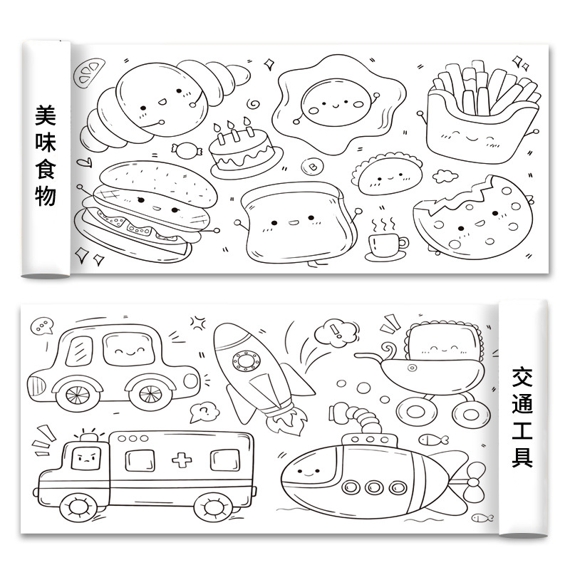 Picture of Children's Graffiti Scroll Painting Large Roll Paper Baby Coloring Canvas Coloring Picture Book Coloring Painting Paper