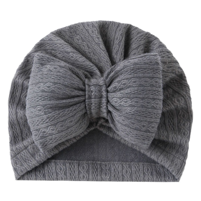 Picture of European and American New Baby Knitted Cotton-Filled Large Bow Kidsren's Pullover Hat Boat Hat Baby Turban Hat Ins Cross-Border